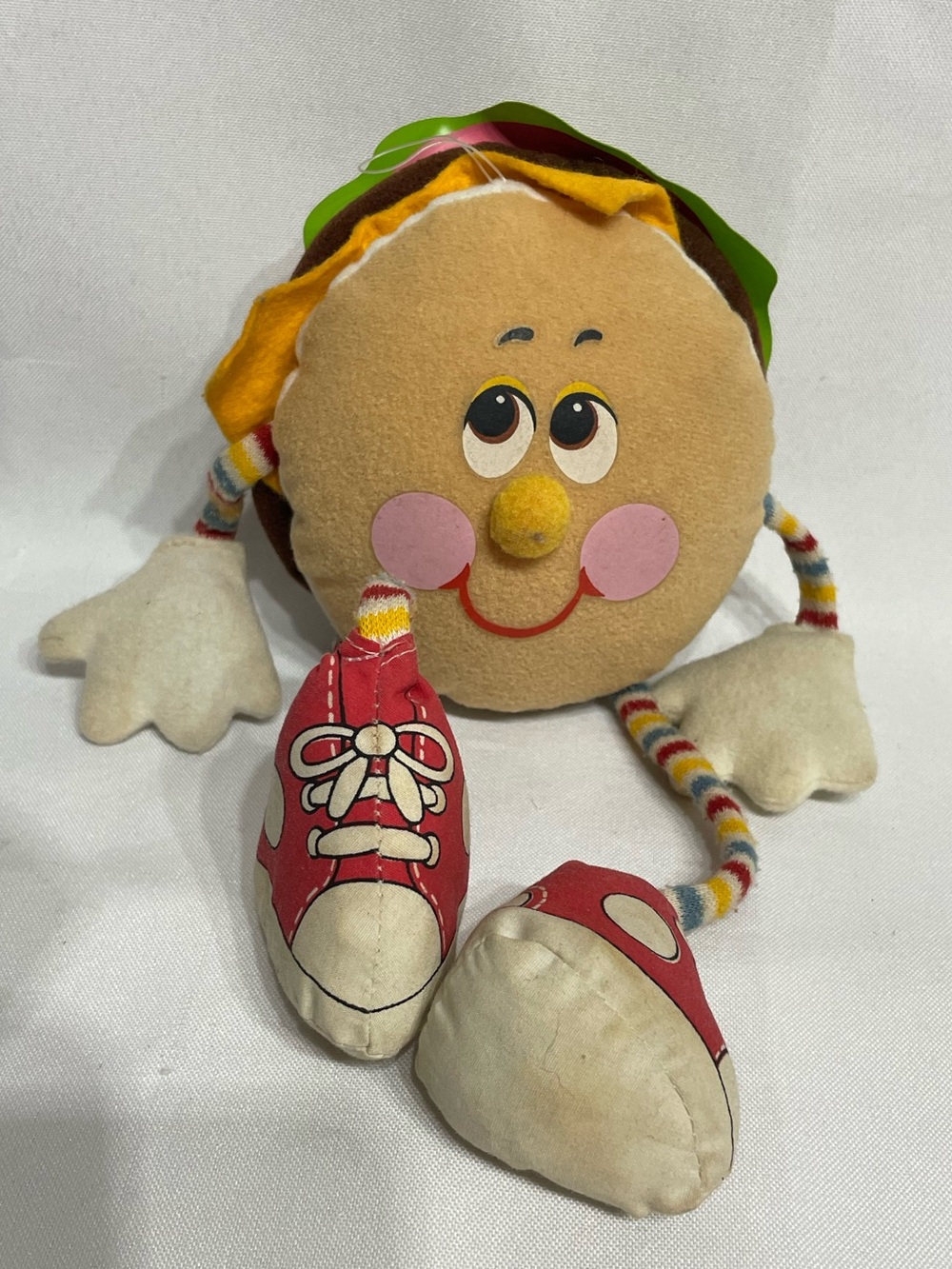Vintage 1984 Amtoy "Mr. Hamburger" plush toy American Greetings Playtime Burger